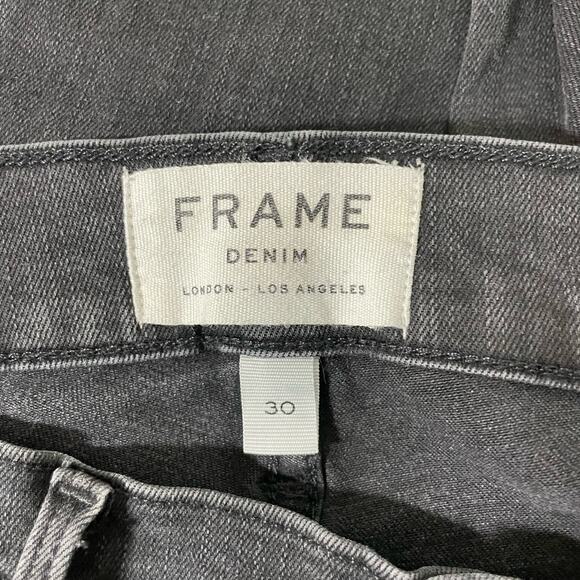 Frame Denim Women's Black Le High Skinny Ripped Raw Hem Ankle Jeans - Size 30 - Picture 6 of 11